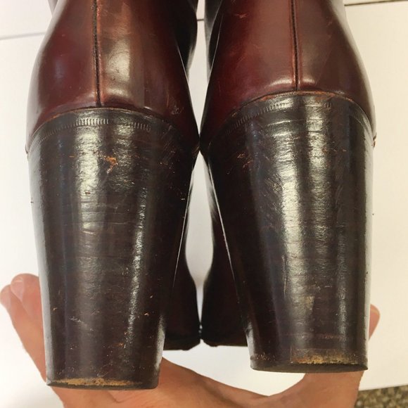 TANINO CRISCI BROWN LEATHER KNEE HIGH HEEL BOOTS - Picture 7 of 11